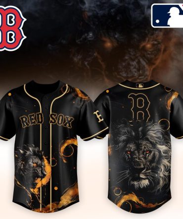 Bold Red Sox Lion Baseball Jersey – Unique Black Graphic Design, Perfect Gift For Fans!