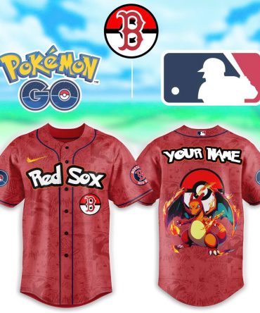 Custom Pokémon Go Red Sox Jersey – Charizard Design, Personalize Your Name!