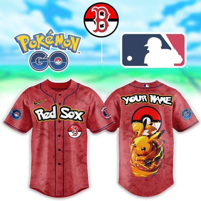Custom Pokémon Red Sox Jersey - Personalized Pikachu Baseball Shirt For Fans