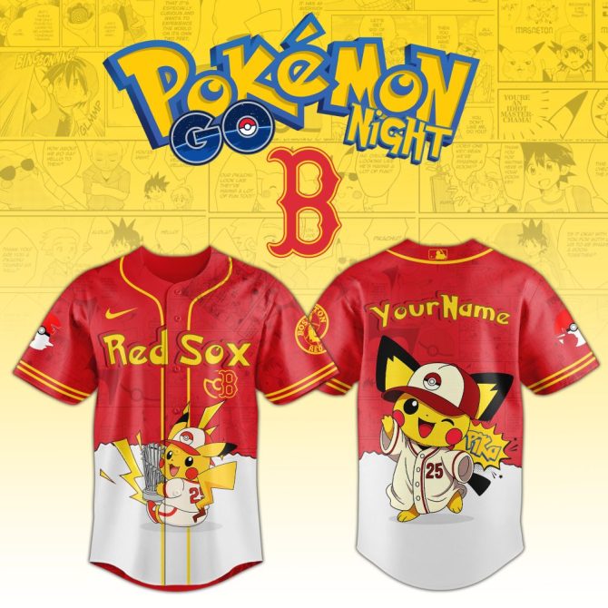 Custom Red Sox X Pokémon Pikachu Baseball Jersey - Limited Edition Fun!