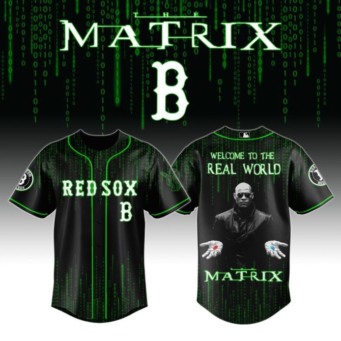 Matrix-Inspired Red Sox Jersey - Unique Sci-Fi Design, Perfect For Fans!