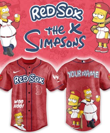 Personalized Red Sox X Simpsons Baseball Jersey - Custom Name & Number