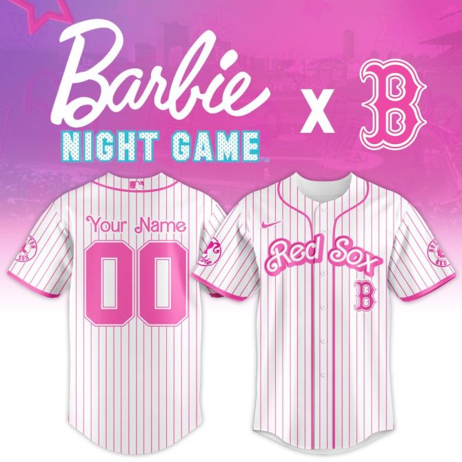 Custom Barbie Night Game Red Sox Jersey - Personalized Pink Baseball Shirt
