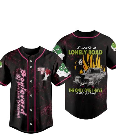 Green Day Baseball Jersey - Boulevard Of Broken Dreams Design , Unisex Music Fan Apparel