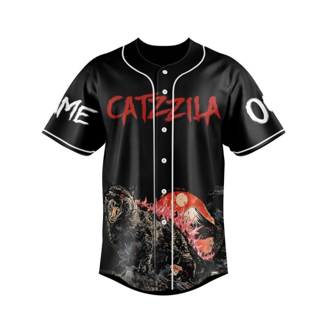 Custom 'Catzilla' Baseball Jersey - Unique Monster Cat Design, Personalized Name & Number - Image 2