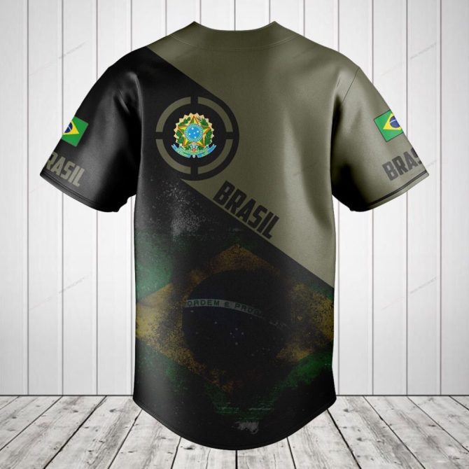 Custom Brazil Flag Baseball Jersey - Personalized Name & Number, Stylish & Comfortable - Image 2