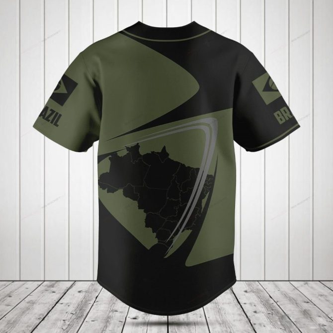 Custom Brazil Map Baseball Jersey - Personalized Name & Number, Stylish Sportswear - Image 2