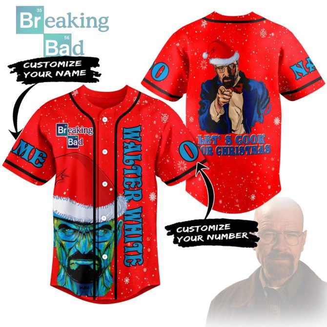 Festive Breaking Bad Baseball Jersey - Personalized Holiday Gift - Custom Name & Number