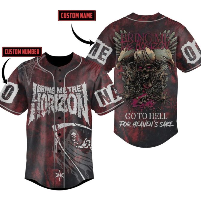 Customizable Gothic Baseball Jersey - Unique Rock Band Design For Fans