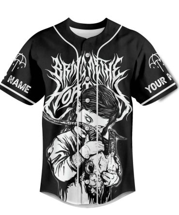 Gothic Graphic Baseball Jersey - Customizable Design, Bold Black & White Art