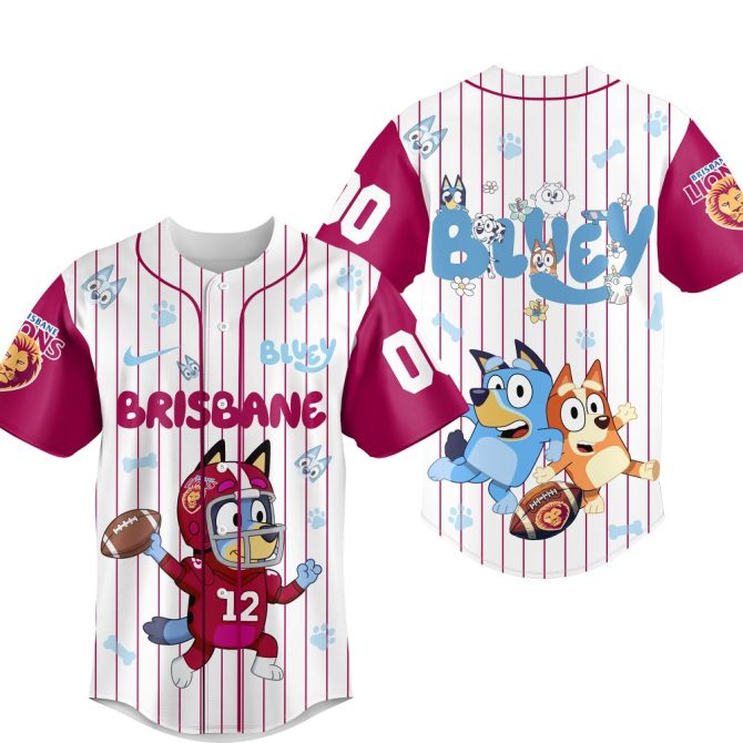 Custom Bluey Brisbane Lions Jersey - Kids Personalized Sports Shirt - Image 2