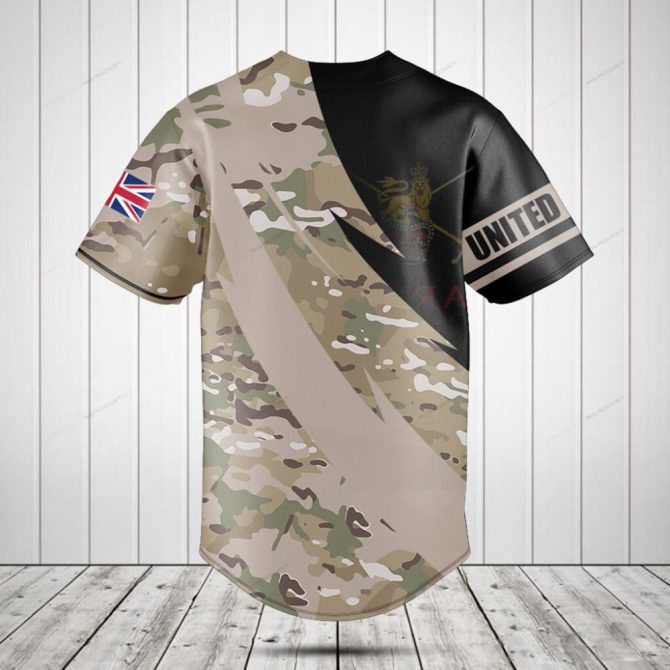 Custom Uk Army Camo Baseball Jersey - Personalized Name & Flag Design - Image 2