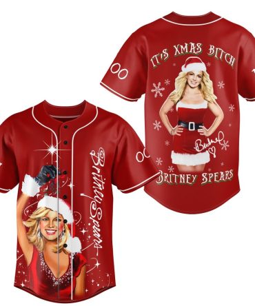 Festive Britney Spears Xmas Baseball Jersey - Holiday Santa Design, Perfect Gift!