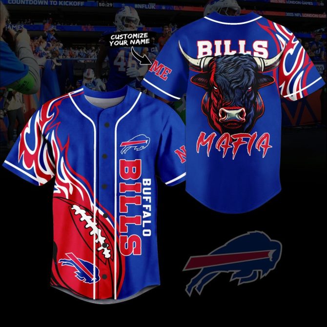 Custom Buffalo Football Jersey - Bold Bull Design - Personalize Your Name - Perfect Fan Gear!