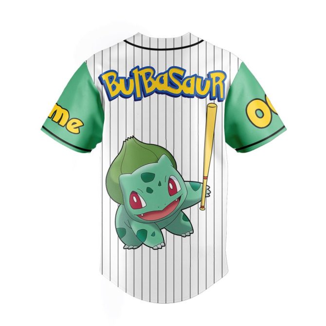 Custom Pokémon Bulbasaur Baseball Jersey – Personalize Name & Number – Perfect Gift For Fans - Image 3