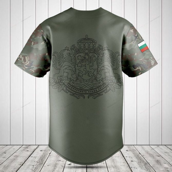 Custom Bulgarian Flag Camo Baseball Jersey - Personalized Name & Crest Design - Image 2