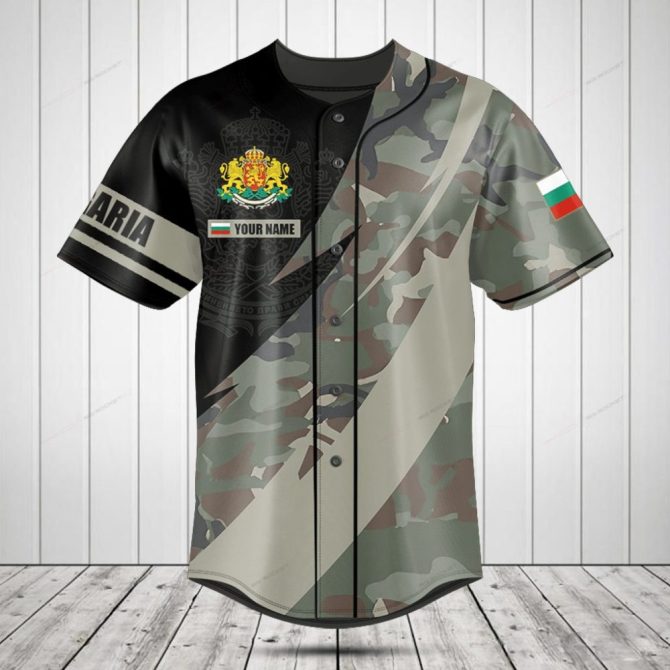 Custom Bulgarian Camo Baseball Jersey With Name - Personalize Your Style!