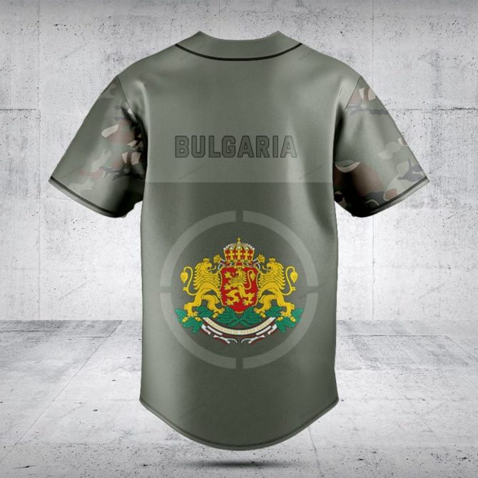 Customizable Camo Baseball Jersey With Bulgarian Flag & Crest - Perfect For Teams & Fans - Image 2