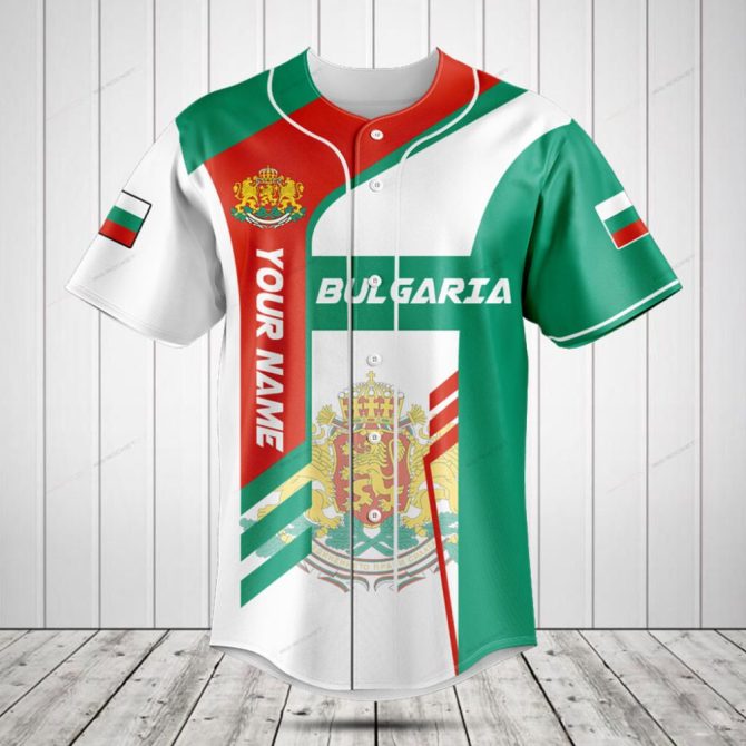 Custom Bulgaria Baseball Jersey - Personalized Name & Flag Design - Perfect Gift!