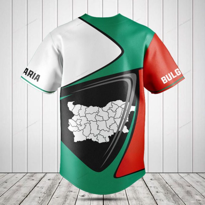 Custom Bulgaria Flag Baseball Jersey – Personalized Name & Map Design - Image 2