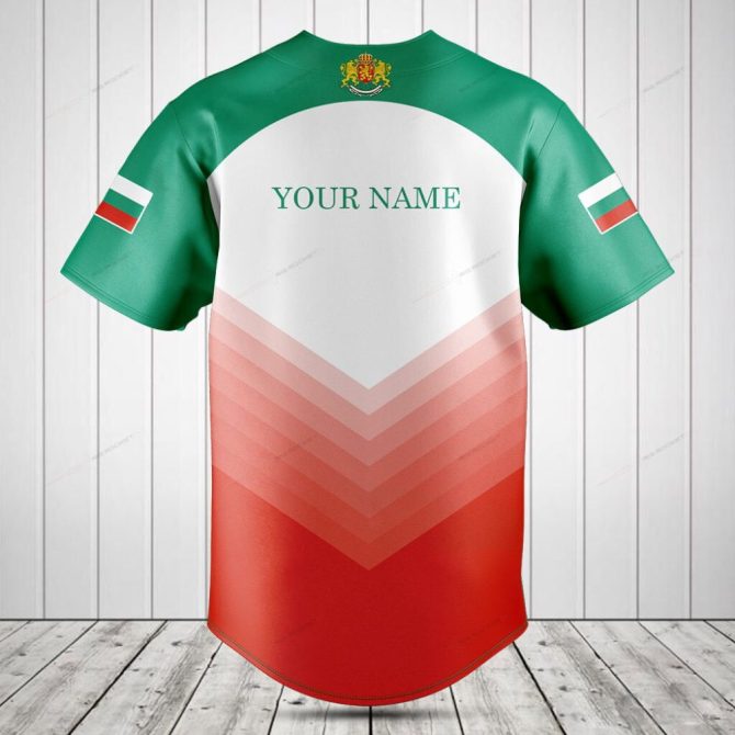 Celebrate Bulgaria: Stylish Green & Red Baseball Jersey - Perfect Gift Idea! - Image 2
