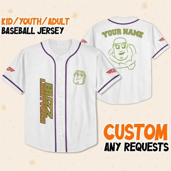 Customizable Buzz Lightyear Baseball Jersey - Kids, Youth & Adult Sizes Available! - Image 2