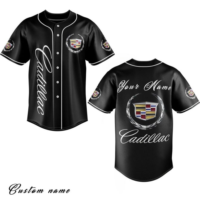 Customizable Black Cadillac Baseball Jersey - Personalized Name & Logo