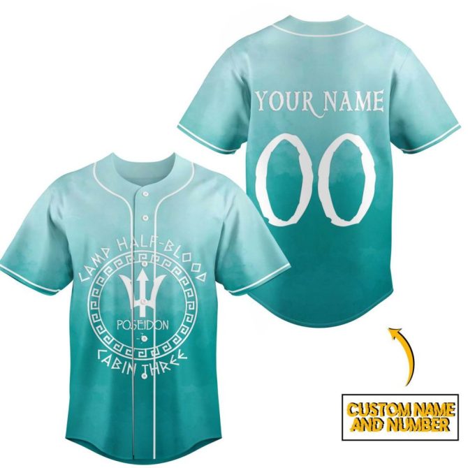 Custom Camp Half-Blood Poseidon Jersey - Personalized Name & Number Shirt