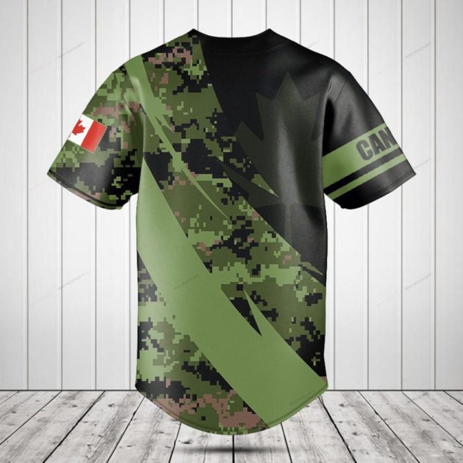 Custom Canadian Camo Baseball Jersey - Personalized Name & Flag Design - Image 2