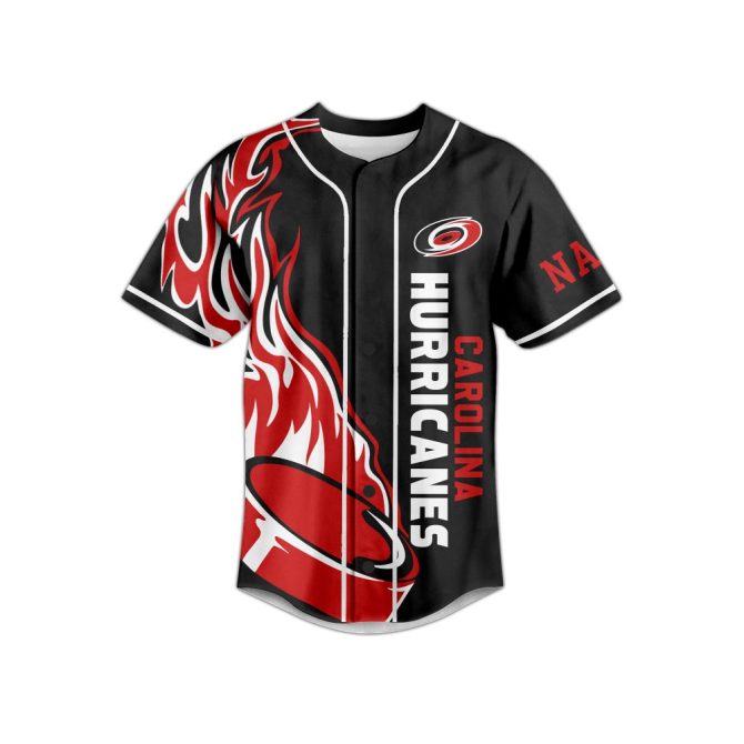 Custom Carolina Hurricanes Jersey - Personalized Hockey Fan Shirt - Bold Flames Design - Image 2
