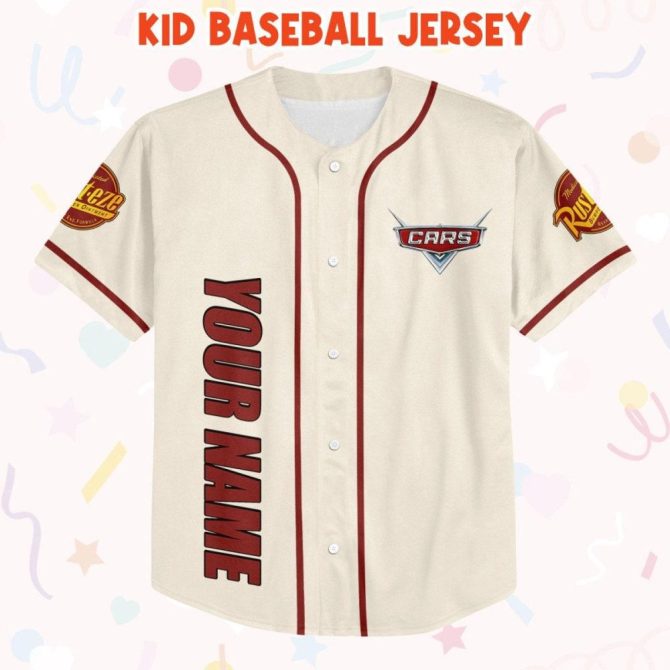 Custom Cars Land Baseball Jersey - Personalized Name For Kids, Youth & Adults - Image 3