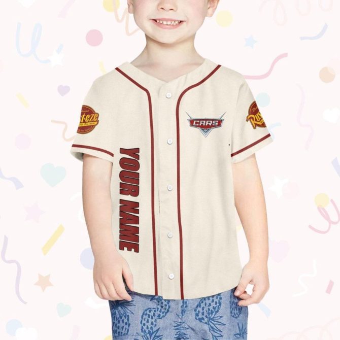 Custom Cars Land Baseball Jersey - Personalized Name For Kids, Youth & Adults - Image 5