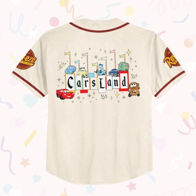Custom Cars Land Baseball Jersey - Personalized Name For Kids, Youth & Adults - Image 4