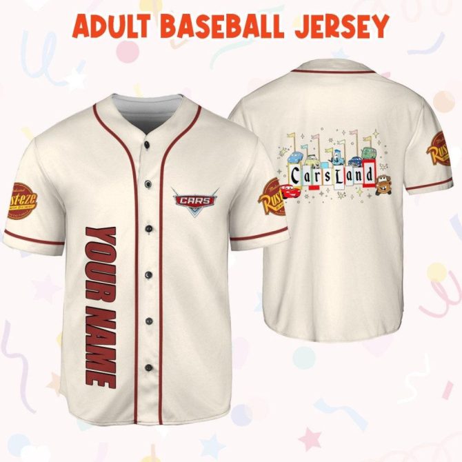 Custom Cars Land Baseball Jersey - Personalized Name For Kids, Youth & Adults - Image 7