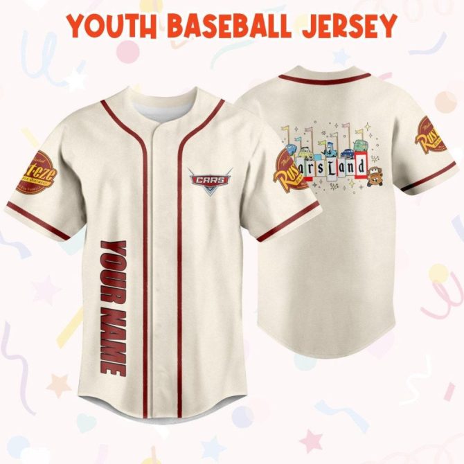 Custom Cars Land Baseball Jersey - Personalized Name For Kids, Youth & Adults - Image 6