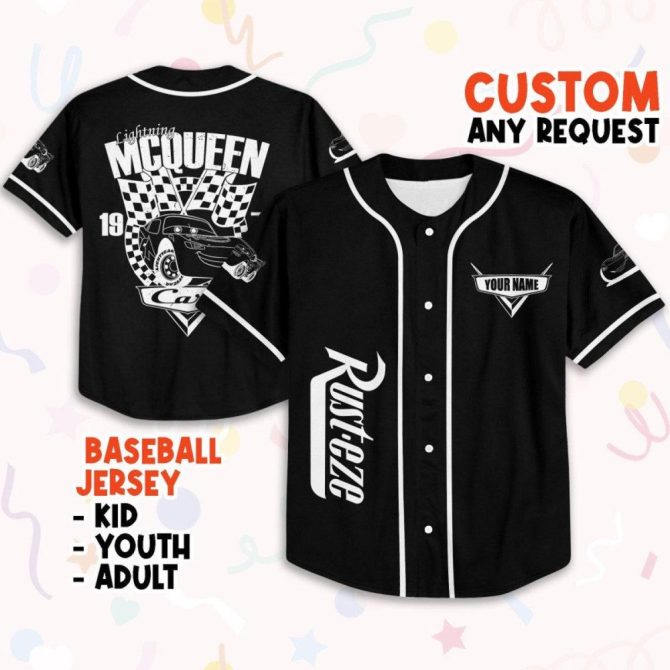 Custom Lightning Mcqueen Baseball Jersey - Kids, Youth & Adults - Personalize Now!