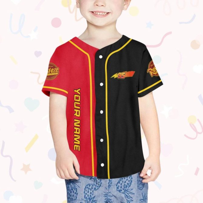 Custom Lightning Mcqueen Baseball Jersey For Kids, Youth & Adults - Personalized Name & Design - Image 5