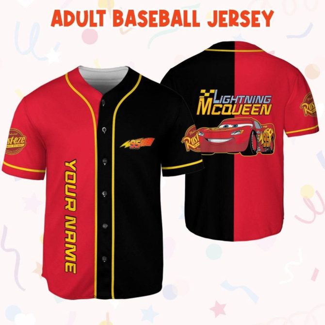 Custom Lightning Mcqueen Baseball Jersey For Kids, Youth & Adults - Personalized Name & Design - Image 7