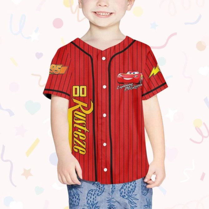 Custom Lightning Mcqueen Baseball Jersey For Kids, Youth & Adults – Personalized Name & Design! - Image 5