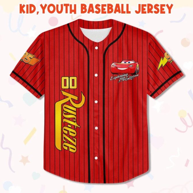 Custom Lightning Mcqueen Baseball Jersey For Kids, Youth & Adults – Personalized Name & Design! - Image 3