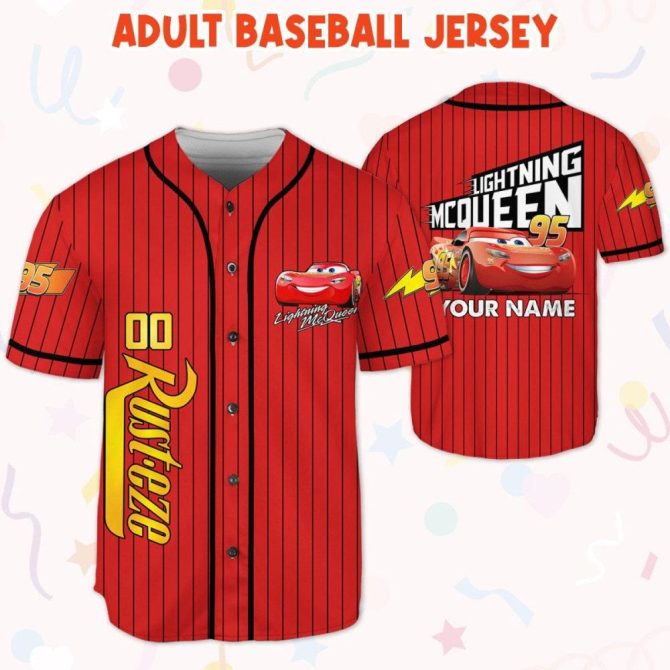 Custom Lightning Mcqueen Baseball Jersey For Kids, Youth & Adults – Personalized Name & Design! - Image 6