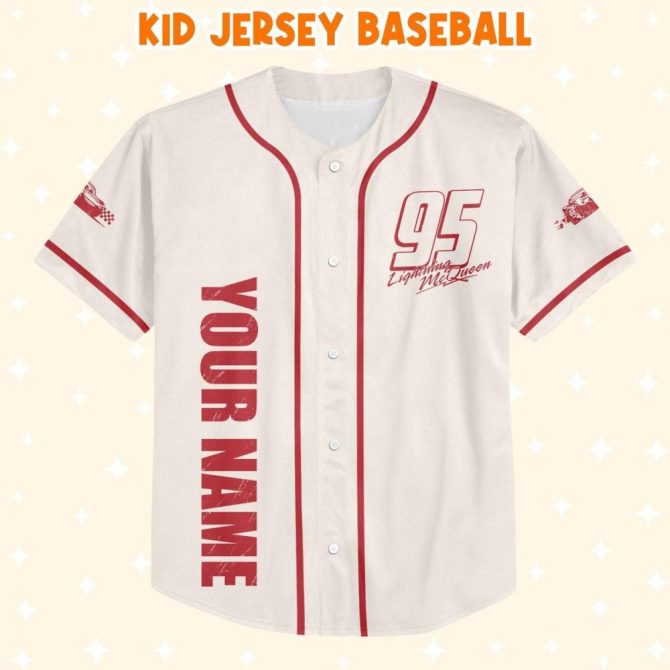 Custom Lightning Mcqueen Baseball Jersey - Kids/Youth/Adult - Personalize Your Name! - Image 3