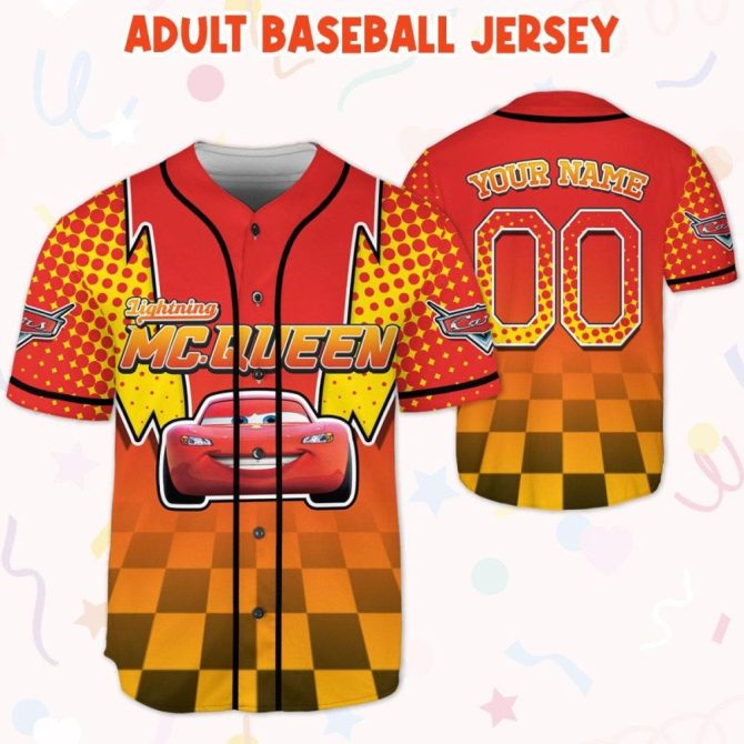 Custom Lightning Mcqueen Baseball Jersey For Kids, Youth & Adults – Personalize Yours Now! - Image 6