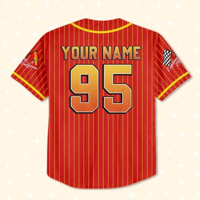Customizable Kids/Youth/Adult Lightning Mcqueen Baseball Jersey - Add Name & Number! - Image 4