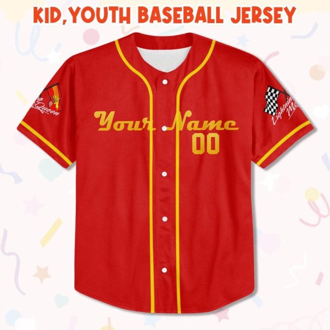 Custom Lightning Mcqueen Baseball Jersey - Kids, Youth, Adult Sizes - Personalize Your Name & Number! - Image 3