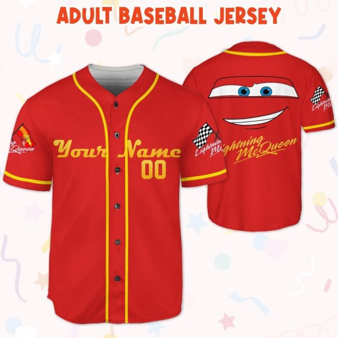 Custom Lightning Mcqueen Baseball Jersey - Kids, Youth, Adult Sizes - Personalize Your Name & Number! - Image 6