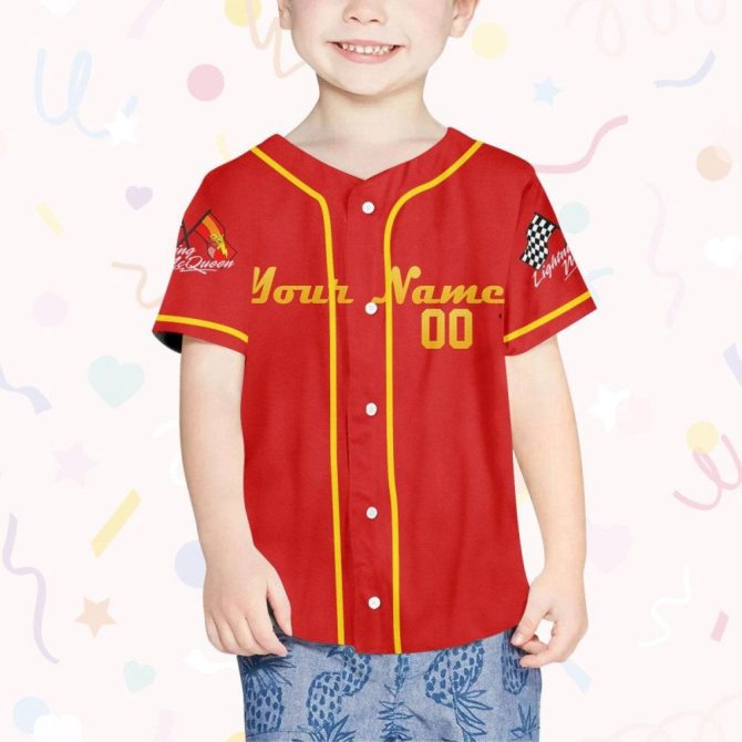 Custom Lightning Mcqueen Baseball Jersey - Kids, Youth, Adult Sizes - Personalize Your Name & Number! - Image 5