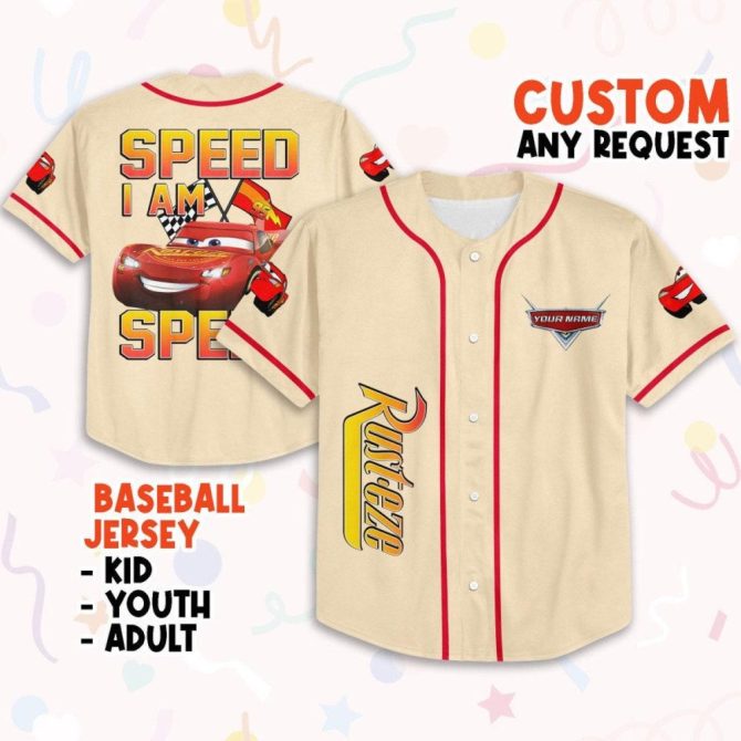 Customizable Kids/Adult Baseball Jersey - Speed Design, Perfect Gift For Racing Fans! - Image 2
