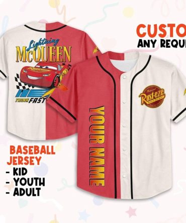 Custom Lightning Mcqueen Baseball Jersey - Personalized For Kids, Youth & Adults