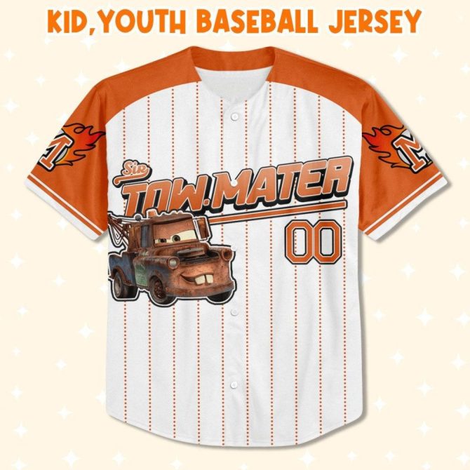 Custom Tow Mater Baseball Jersey - Personalized Name & Number For Kids/Youth/Adults - Image 3